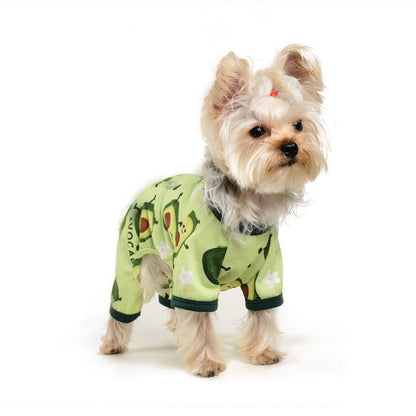 Four-Legged Cotton Dog Pajamas Jumpsuit, One-Piece Pet Onesie in Grass Green – view 2