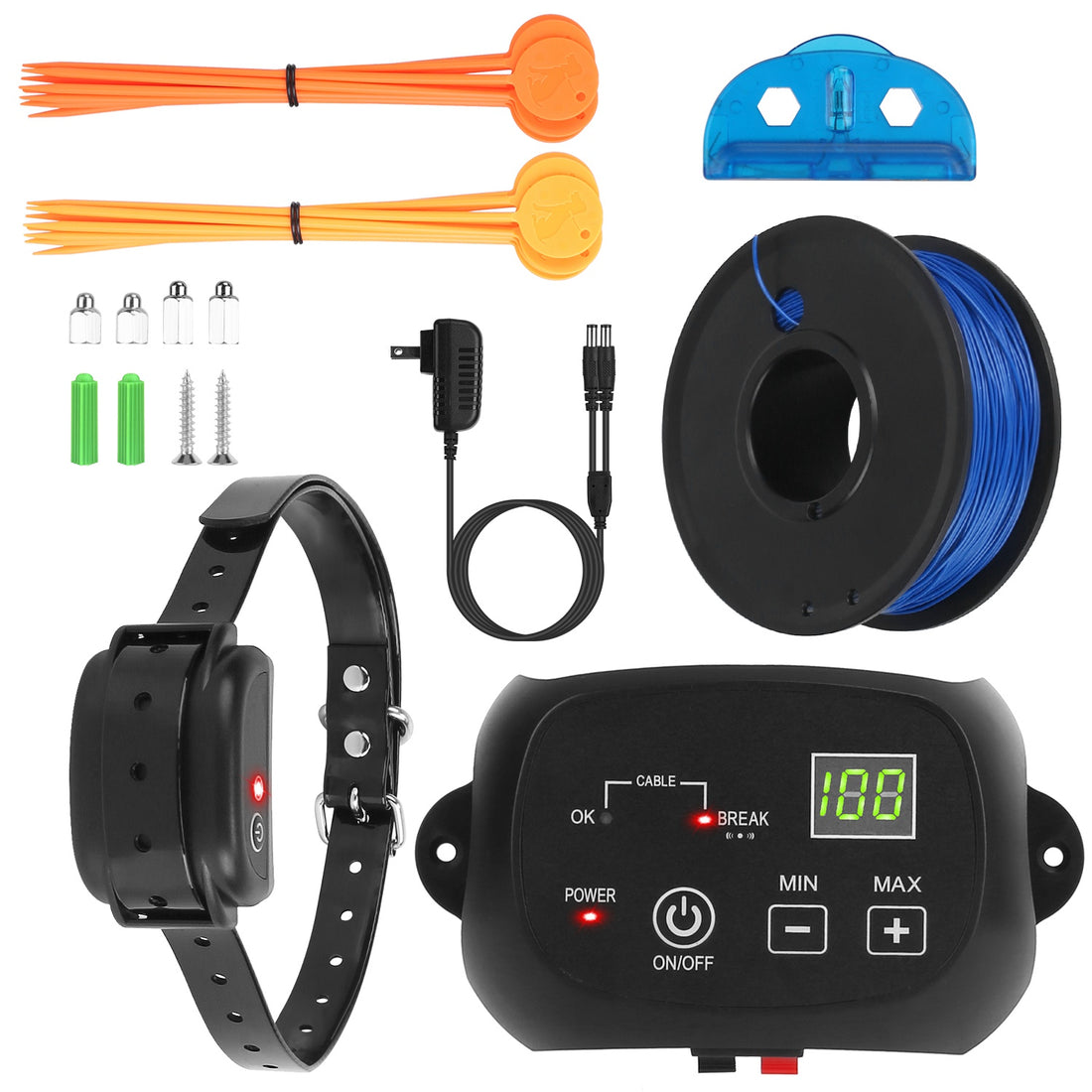 In-Ground Dog Fence System – 0.75 Acre, 100 Adjustable Levels, IPX7 Rechargeable Collar
