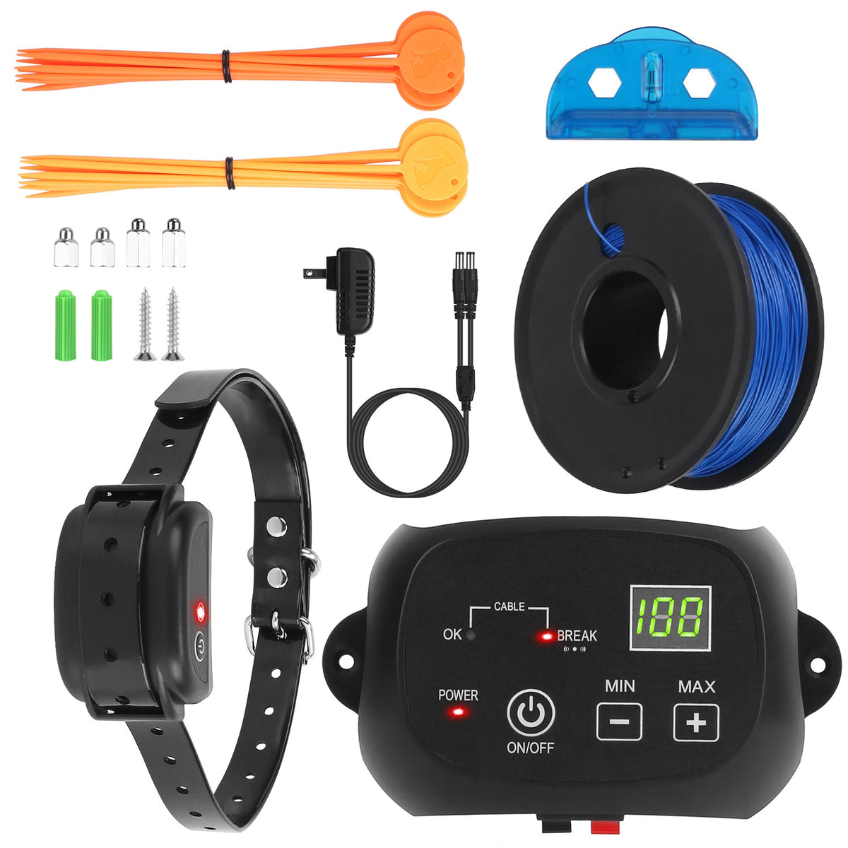 In-Ground Dog Fence System – 0.75 Acre, 100 Adjustable Levels, IPX7 Rechargeable Collar
