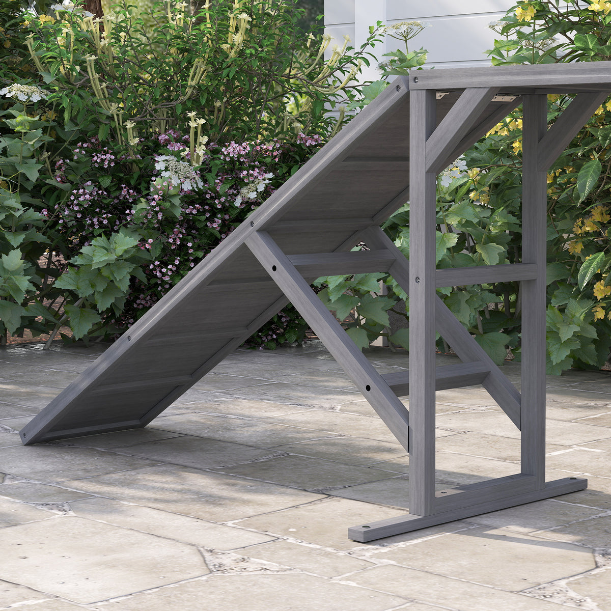 Dog Agility Walk Ramp with Safety Bars – Non-Slip Fir Wood Training Ramp, 35° Slope, Gray – view 8