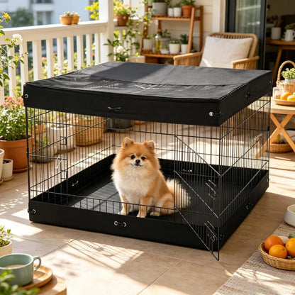 4-Panel Square Dog Playpen with Top Cover &amp; Mat – 36 x 36 x 24 in – view 6