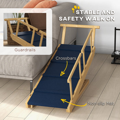 Adjustable Height Wooden Dog Ramp – Foldable Pine Pet Steps with Non-Slip Mat, 4 Levels – view 8