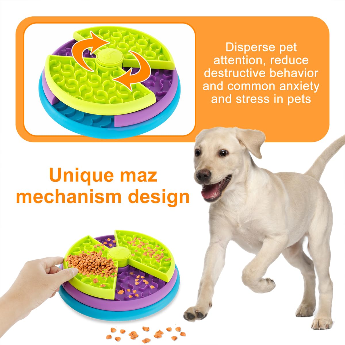 3-in-1 Rotating Dog Slow Feeder and Lick Mat – Holds 2 Cups, for Medium &amp; Large Dogs, Green – view 6