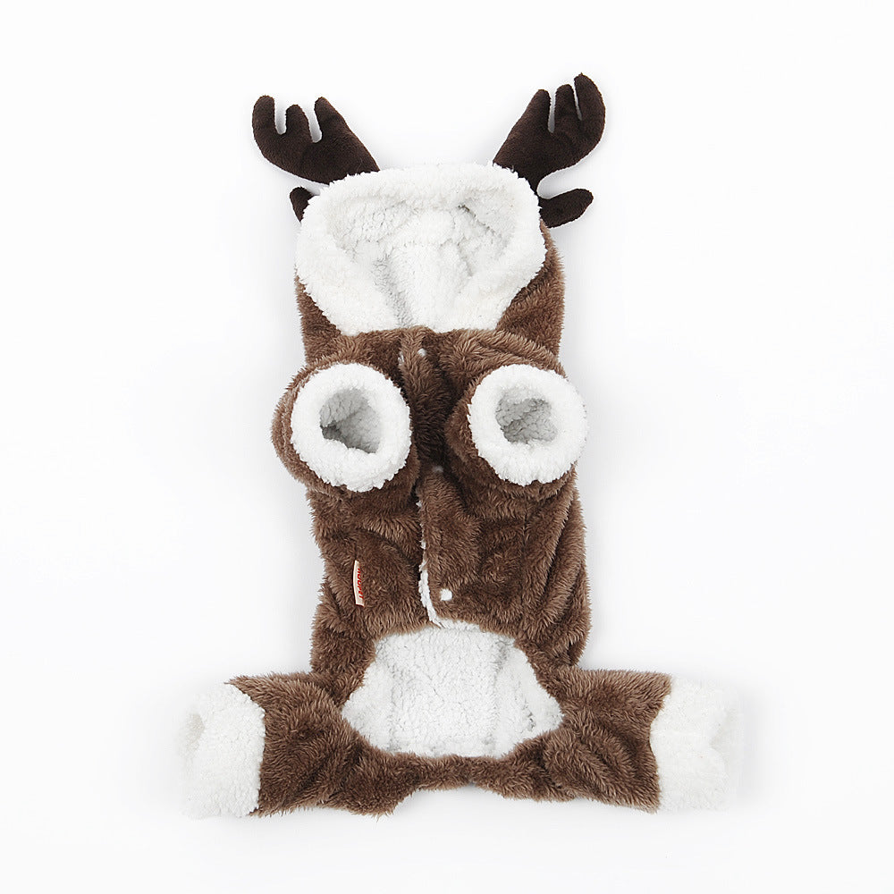 Reindeer Christmas Dog Outfit – Cozy Fleece Holiday Costume