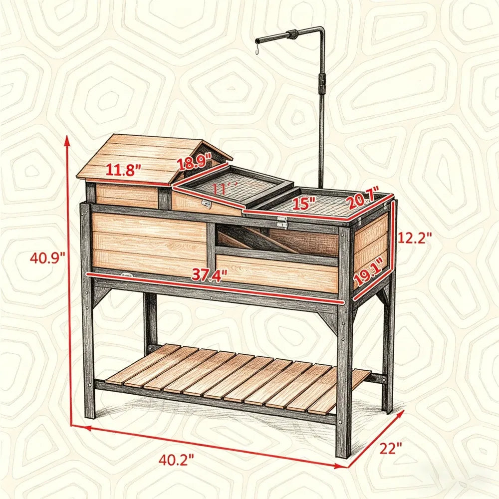 Two-Level Tortoise House with Run Box &amp; Ramp – Adjustable Lamp Holder, 40 in, Yellow &amp; Black – view 5