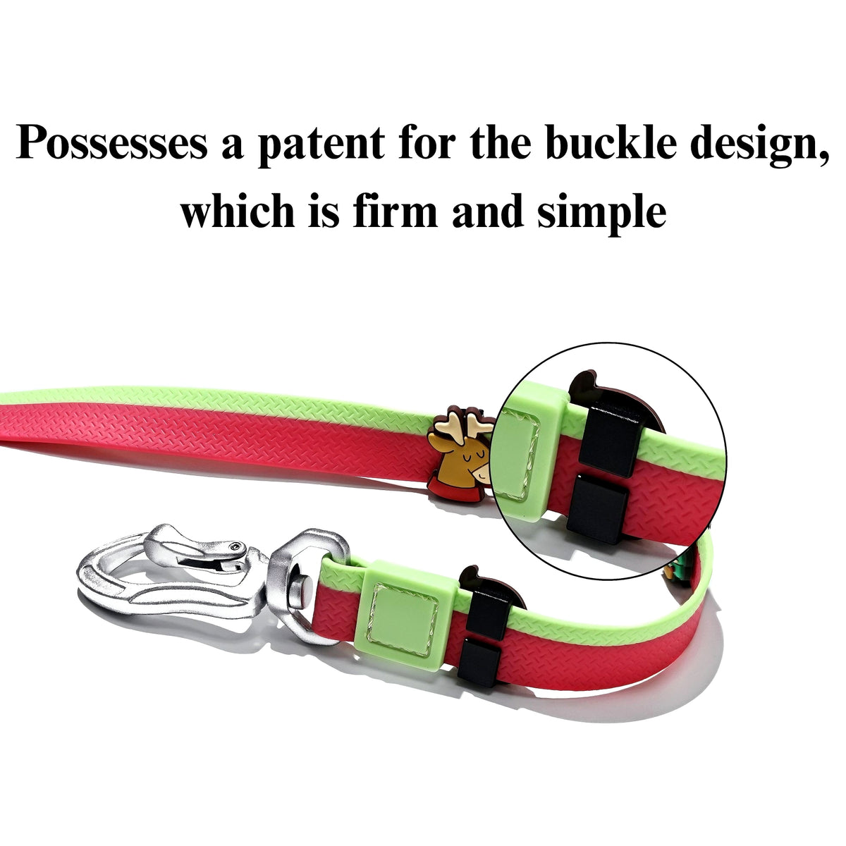 Two-Tone Embossed Dog Leash Set with 3 DIY Charms – Waterproof PVC, 15, 20 &amp; 25 mm, Red, Green or Pink – view 4