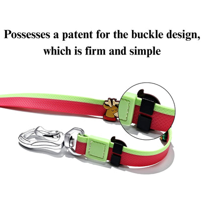 Two-Tone Embossed Dog Leash Set with 3 DIY Charms – Waterproof PVC, 15, 20 &amp; 25 mm, Red, Green or Pink – view 4