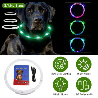 USB Rechargeable LED Dog Collar – Cuttable Glow Collar, 3 Light Modes, Multi-Color – view 5