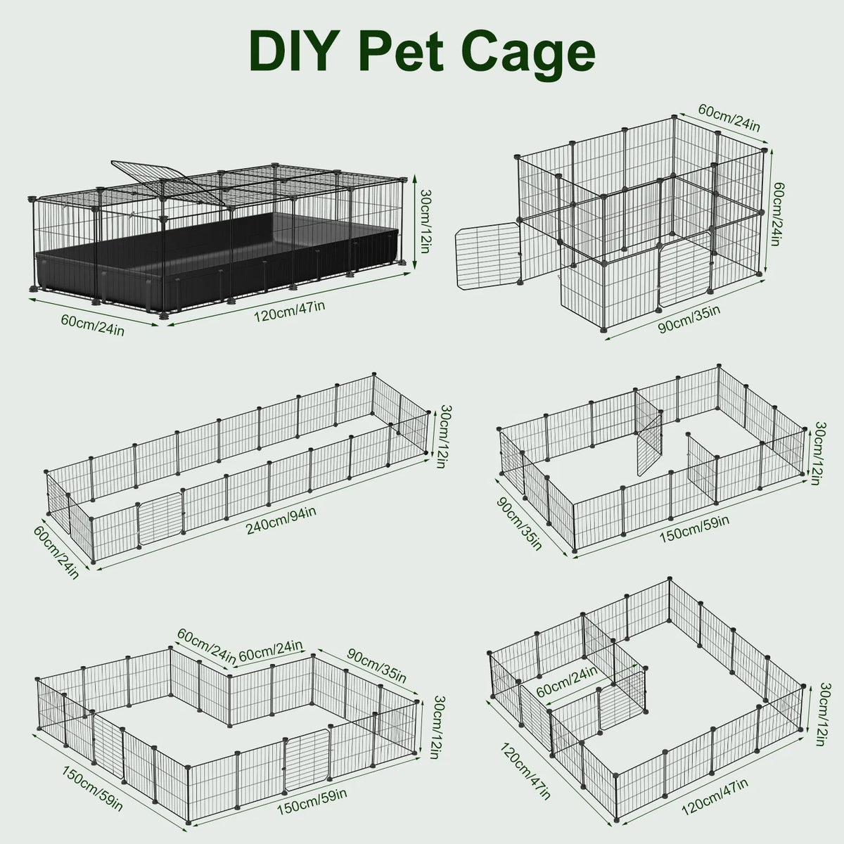 DIY Metal Small Animal Playpen with 20 Panels and Waterproof Floor Mat, Black – view 4
