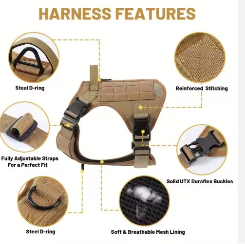 Tactical Dog Harness Vest with Metal Buckle – No-Pull, Reflective for Medium &amp; Large Dogs – view 8