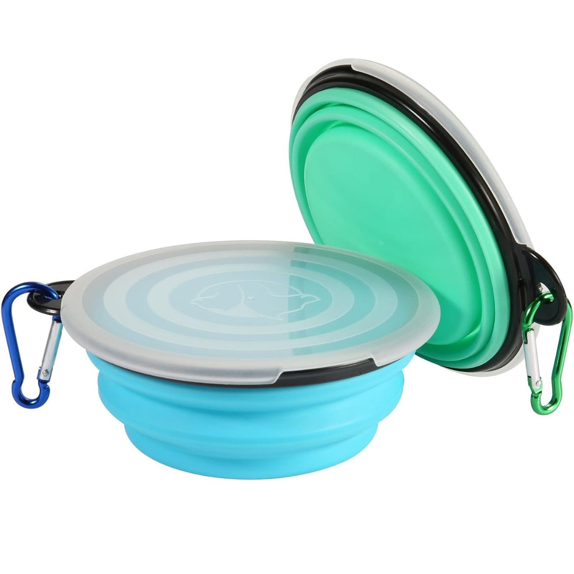 Collapsible Dog Travel Bowls with Lids, 2-Pack Foldable Food &amp; Water Bowls with Clip – view 3
