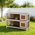 2-in-1 Wooden Rabbit Hutch – Divided Rooms, 4 Doors, Removable Trays, Asphalt Roof, for 2 Rabbits – view 6