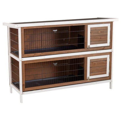 2-in-1 Wooden Rabbit Hutch – Divided Rooms, 4 Doors, Removable Trays, Asphalt Roof, for 2 Rabbits – view 4