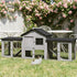 Wooden Rabbit Hutch with Run – Raised House, Ramp & Slide-Out Tray, 82.75" Long, Gray – view 6