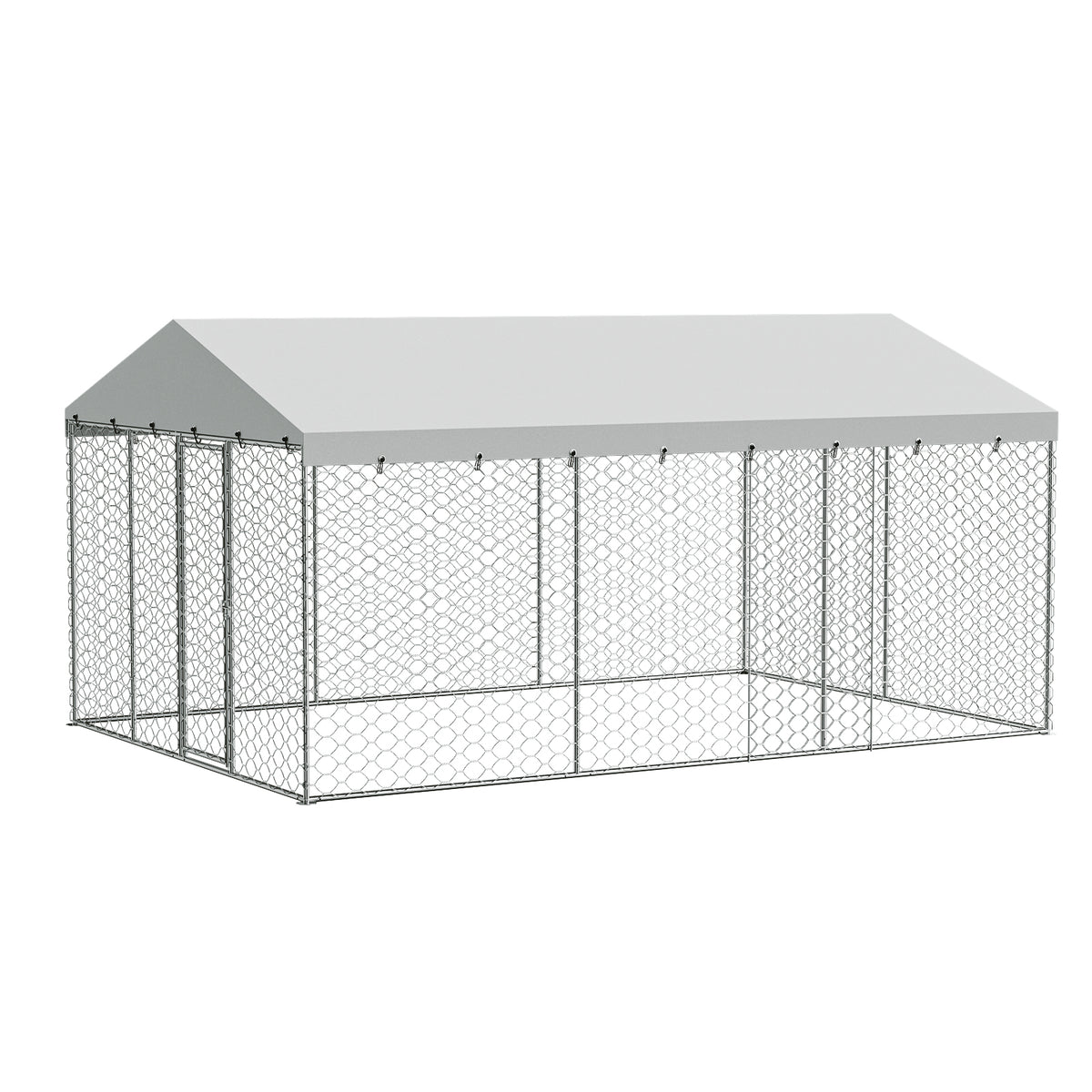 Large Outdoor Dog Kennel with Canopy – Galvanized Steel, Waterproof Roof, Lockable, 15 x 10 ft – view 4