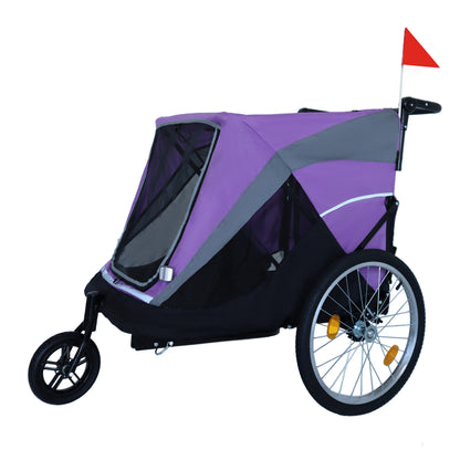 2-in-1 Dog Bike Trailer and Push Cart – Quick-Release Wheels, Holds Up to 100 lbs, Purple and Black – view 7