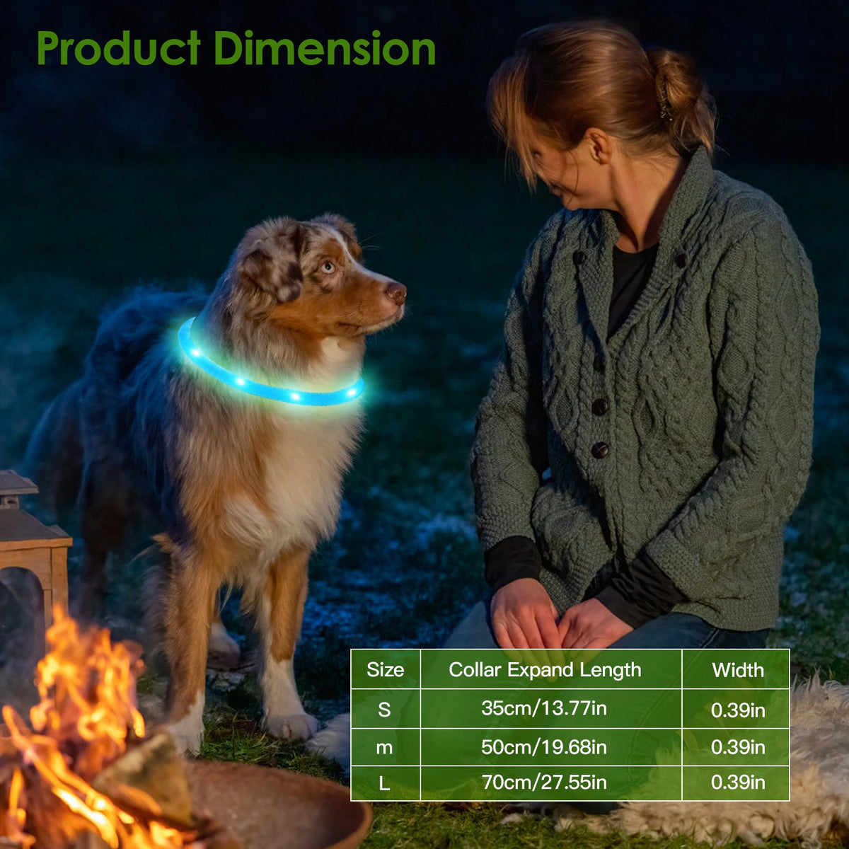 USB Rechargeable LED Dog Collar – Cuttable Glow Collar, 3 Light Modes, Multi-Color