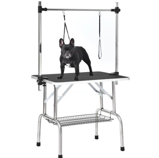 36 Inch Folding Pet Grooming Table with Adjustable Arm &amp; Storage Basket, Black – view 2