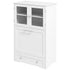 Dog Feeding Station with Two Storage Cabinets, Hidden Elevated Bowl Rack & Leash Hooks, White – view 9