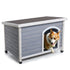 Medium Wooden Outdoor Dog House – Waterproof Asphalt Roof, Elevated Floor, Adjustable Feet, Gray