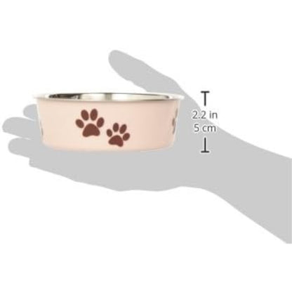 Stainless Steel Dog and Cat Bowl with Poly-Resin Exterior and Removable Rubber Base, 15 oz, Pink – view 2