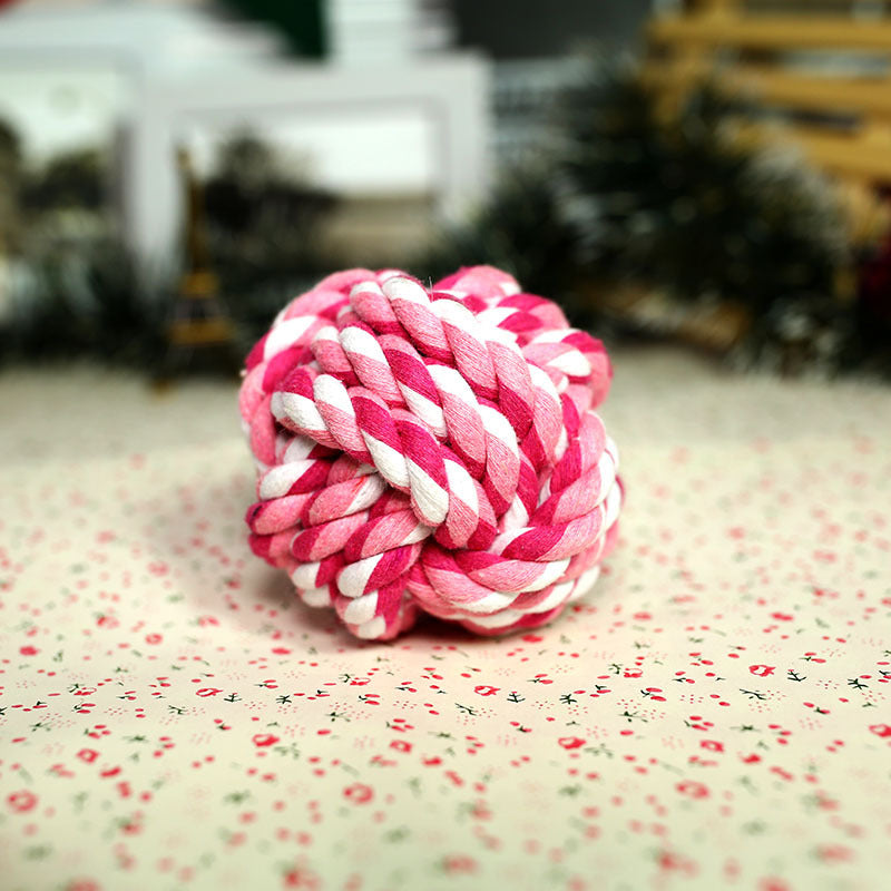 Braided Cotton Rope Ball Dog Toy – 2.8 in Chew &amp; Fetch Ball in Pink, Blue or Multicolor – view 3