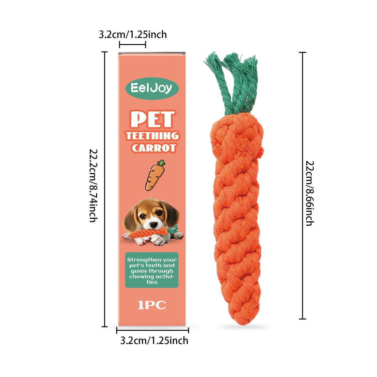 Carrot-Shaped Pet Chew Toy for Supervised Chewing and Interactive Play, 1 Piece – view 3