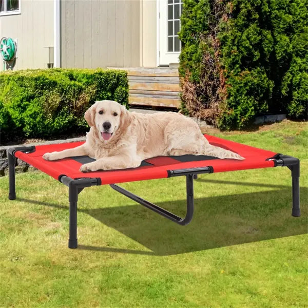 Elevated Dog Bed – Breathable Mesh Raised Pet Cot, Steel Frame, 36 x 30 in, Red