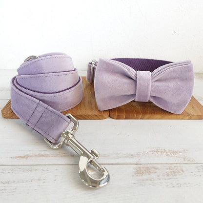 Velvet Dog Harness &amp; Leash Set – Adjustable Drawstring Harness, Collar and Leash Options, Light Purple