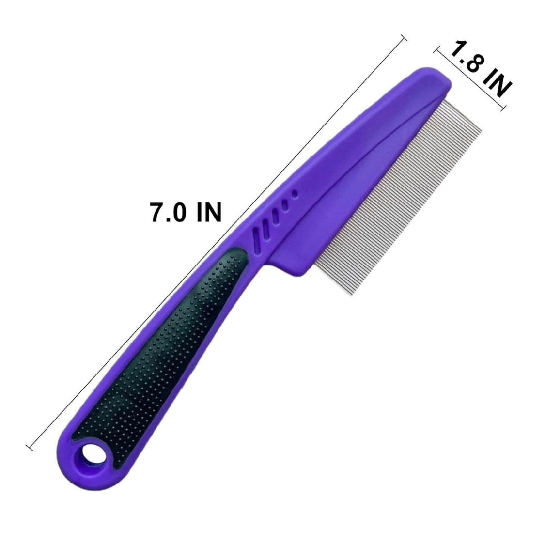 Fine Tooth Flea Comb with Rubber Handle for Dogs and Cats – Purple – view 5