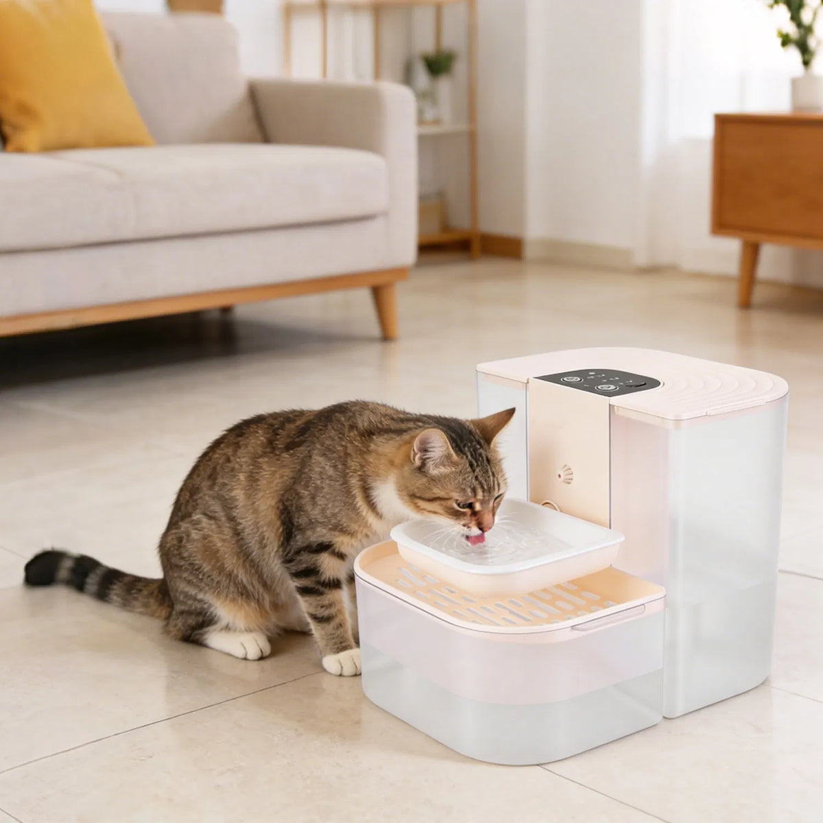 Cordless Pet Water Fountain 4.5 L – Dual-Tank Auto Refill with Timer &amp; Remote, Cream – view 5