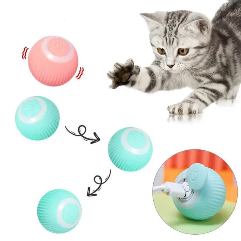 Motion-Activated Rolling Ball Toy for Cats &amp; Dogs – Rechargeable with LED Lights, 2 Modes