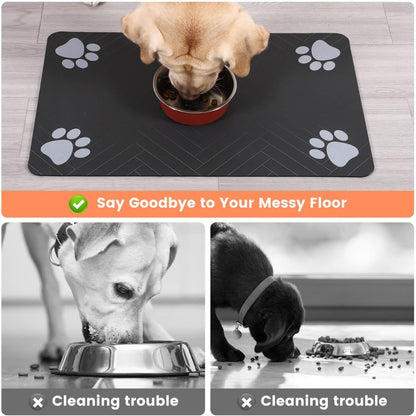 Absorbent Dog Food Mat – Stain-Resistant Pet Placemat with Waterproof Rubber Backing, Black – view 6
