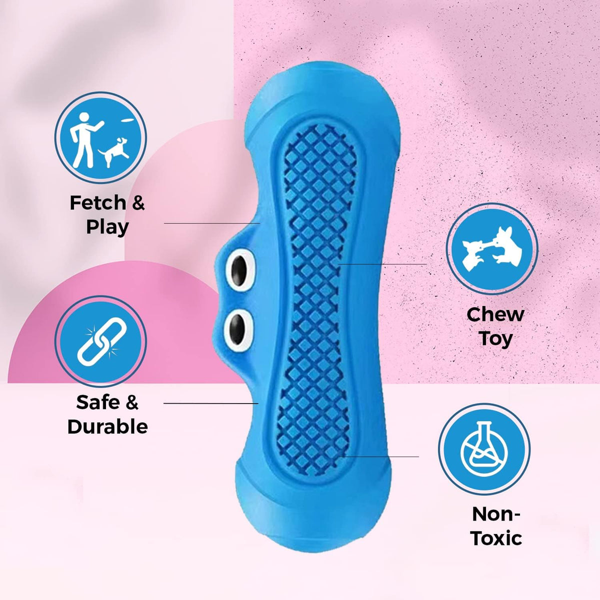 Natural Rubber Monster Squeaky Dog Chew Toy with Textured Nubs, Blue – view 4