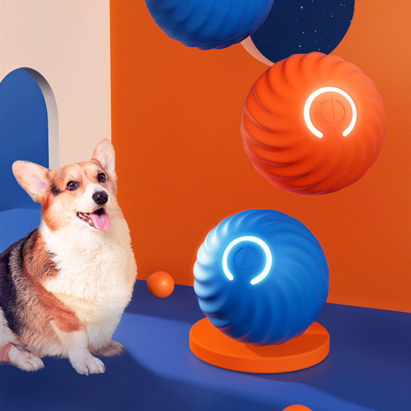 USB Jumping Ball Dog Toy – Bouncy Ball with Spare Shells &amp; Spiky Sleeves, Blue or Orange – view 2