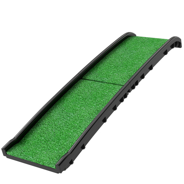 Folding Dog Ramp for Cars – 61 in Non-Slip Grass Surface, Holds 198 lbs, Black &amp; Green – view 2