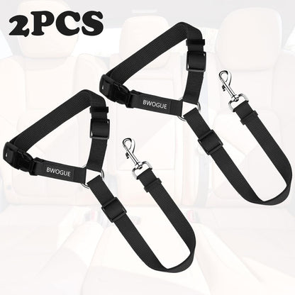 Dog Car Seat Belt Headrest Restraint 2-Pack – Adjustable 18–30 in Nylon Safety Leads, Black – view 3