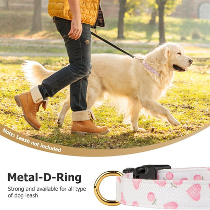 Pink Heart Dog Collar with Pendant – Soft Cotton Adjustable Collar for Dogs &amp; Puppies, White &amp; Pink – view 6