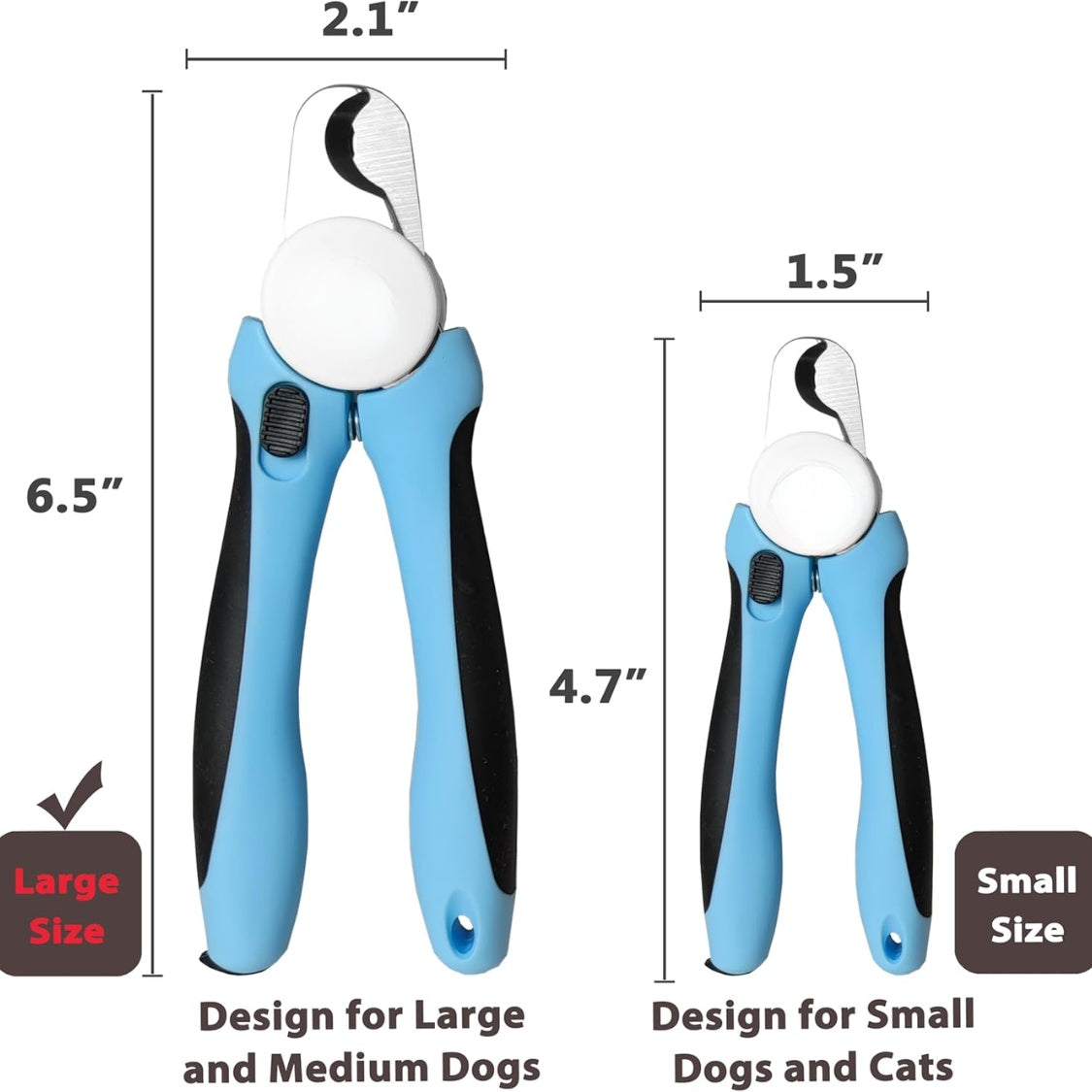 Heavy-Duty Dog Nail Clippers for Medium &amp; Large Dogs with Safety Stop and Built-In Nail File, Blue – view 4