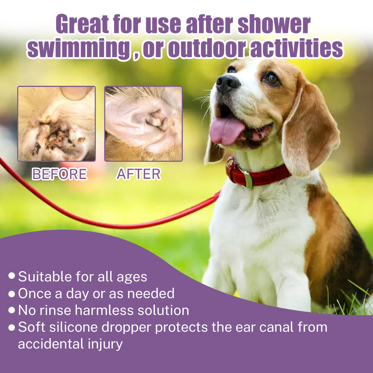 Alcohol-Free Pet Ear Rinse for Dogs and Cats – 4 fl oz (118 ml) with Cotton Swabs – view 4