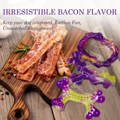 Nylon Bone Dog Chew Toys 3-Pack, Bacon Flavored for Medium &amp; Large Dogs, Purple – view 5