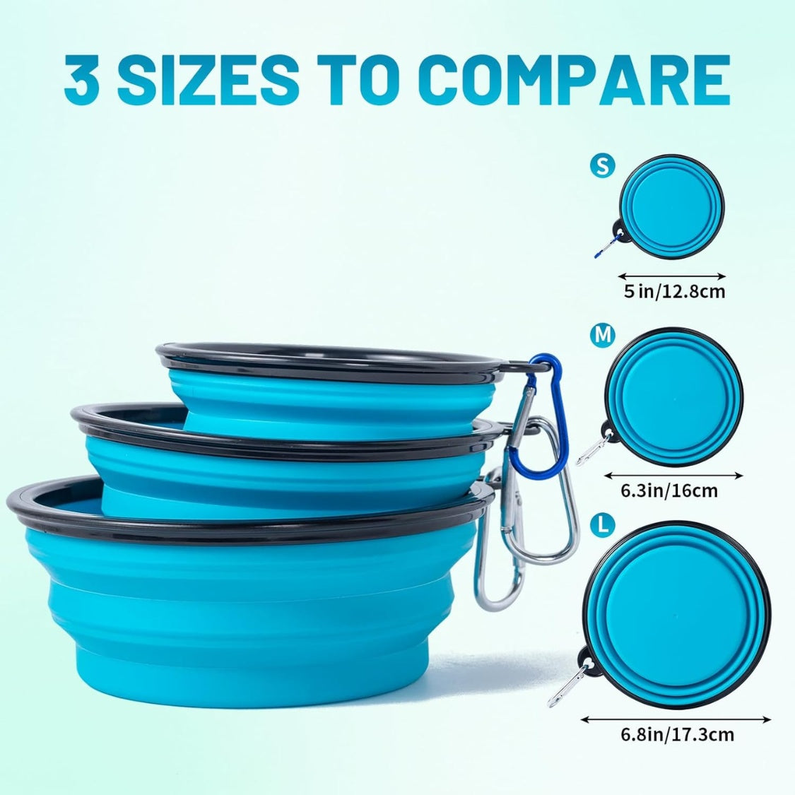 Collapsible Dog Travel Bowls with Lids, 2-Pack Foldable Food &amp; Water Bowls with Clip – view 4