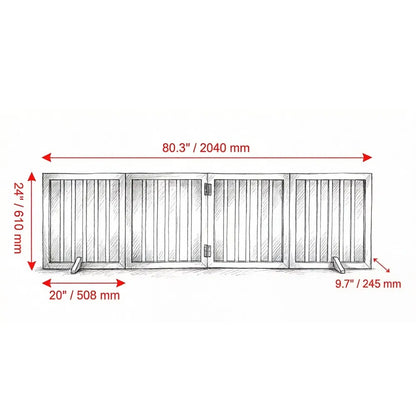 Modern Foldable Pet Gate – 80.3 in Wide, Freestanding, Solid Wood Frame – view 3