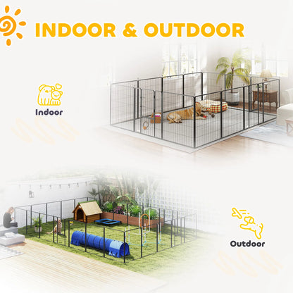 24-Panel Heavy-Duty Metal Dog Playpen – 39.4 in High, 3 Doors, Black – view 7
