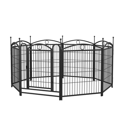 8-Panel Metal Dog Playpen – Foldable Exercise Pen with Door, Rust-Resistant, 32 in High, Black – view 4