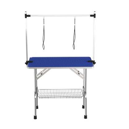 Large 46 Inch Folding Pet Grooming Table with Adjustable Arm &amp; Storage Basket, Blue – view 8