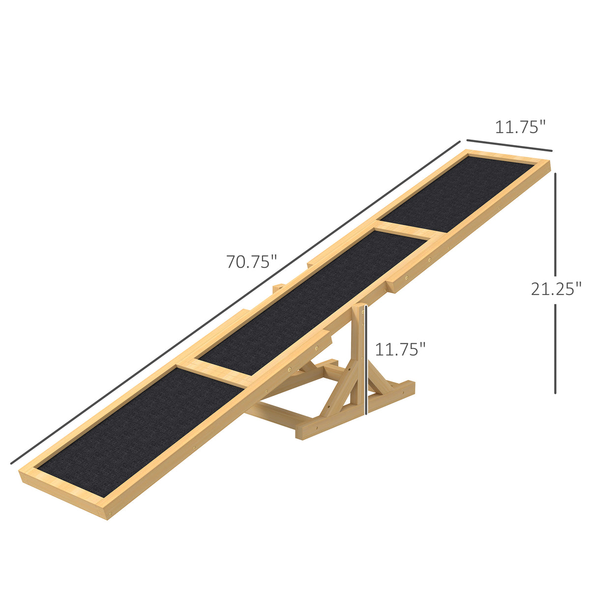 Wooden Dog Agility Seesaw – 70.75 in Anti-Slip Teeter Board, 110 lb Capacity, Yellow – view 3