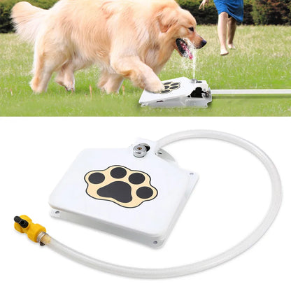 Outdoor Step-On Dog Water Fountain with Paw Pedal, Hose &amp; Splitter, White – view 6