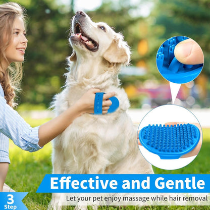 Dog Bath Brush Set – Shampoo Dispensing Brush &amp; 2 Adjustable Ring-Handle Scrubbers, Blue – view 4