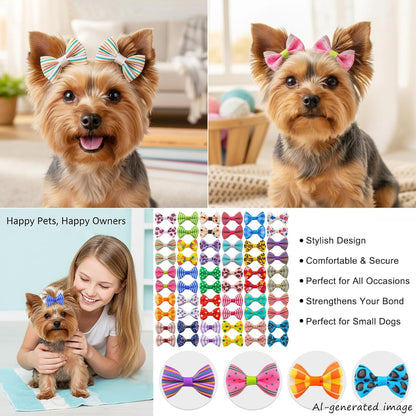 Dog Hair Bow Clips 60-Pack – 1.5 in Alligator Clip Bows for Puppies &amp; Small Dogs, 30 Styles – view 6